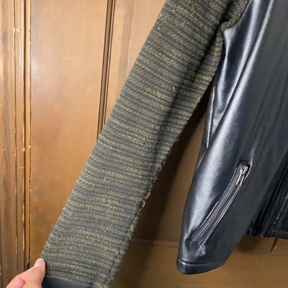 Mystree Faux Leather Knit Moto Jacket - Picture 3 of 4